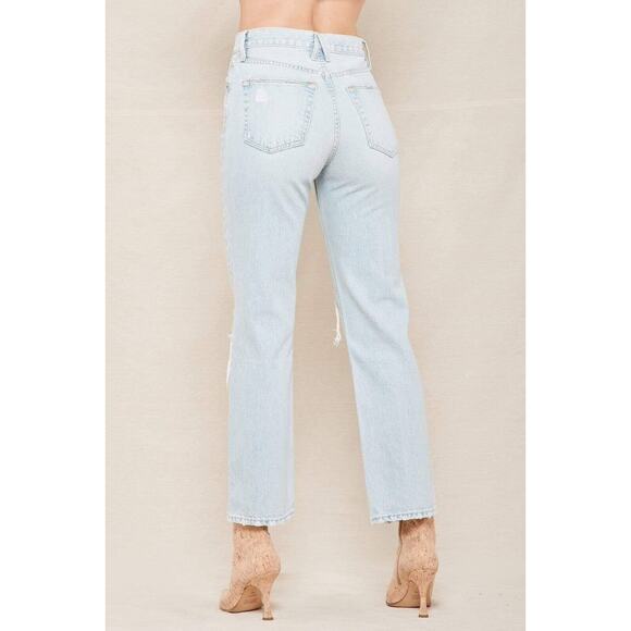 NEW SLVRLAKE London High Rise Sraight Leg Denim Jeans Heartache 27 desressed - Picture 3 of 7